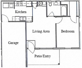 Floor plan for 1 bed, 1 bath, 1014 sqft